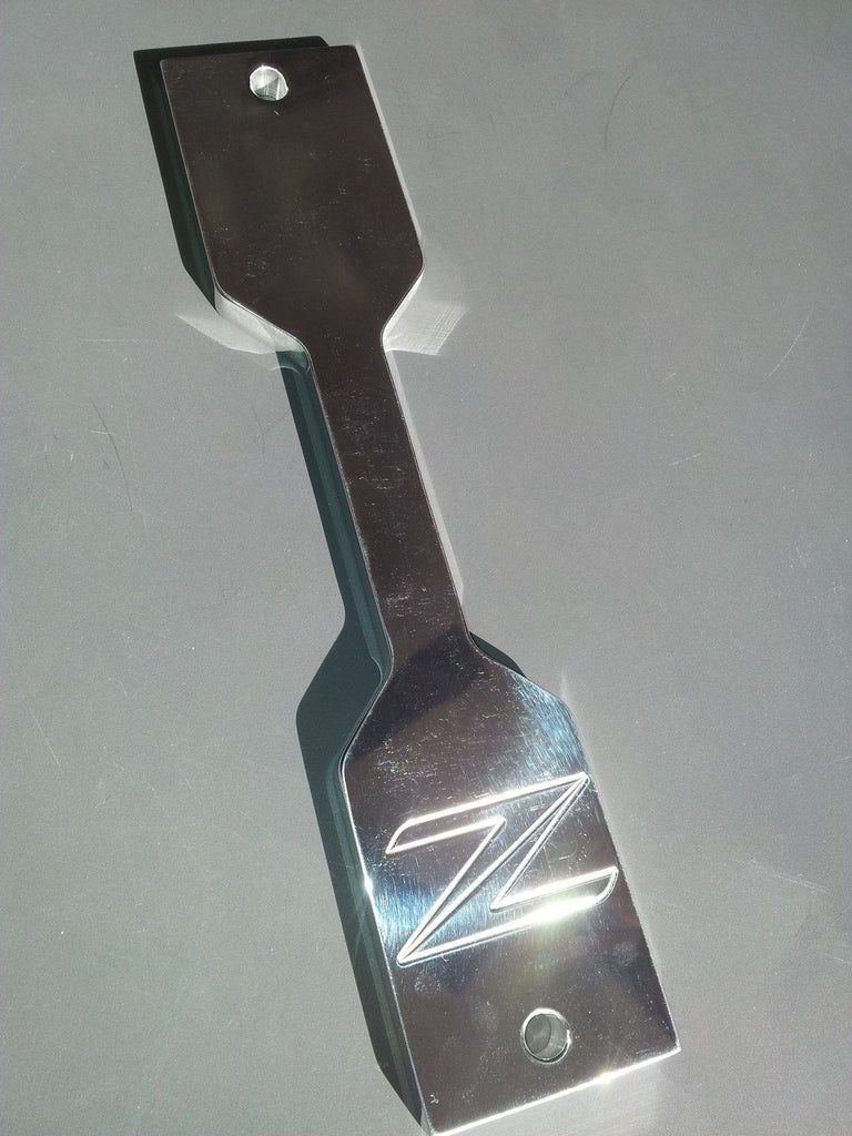 370Z Logo Polished Billet Battery Hold Down Bracket