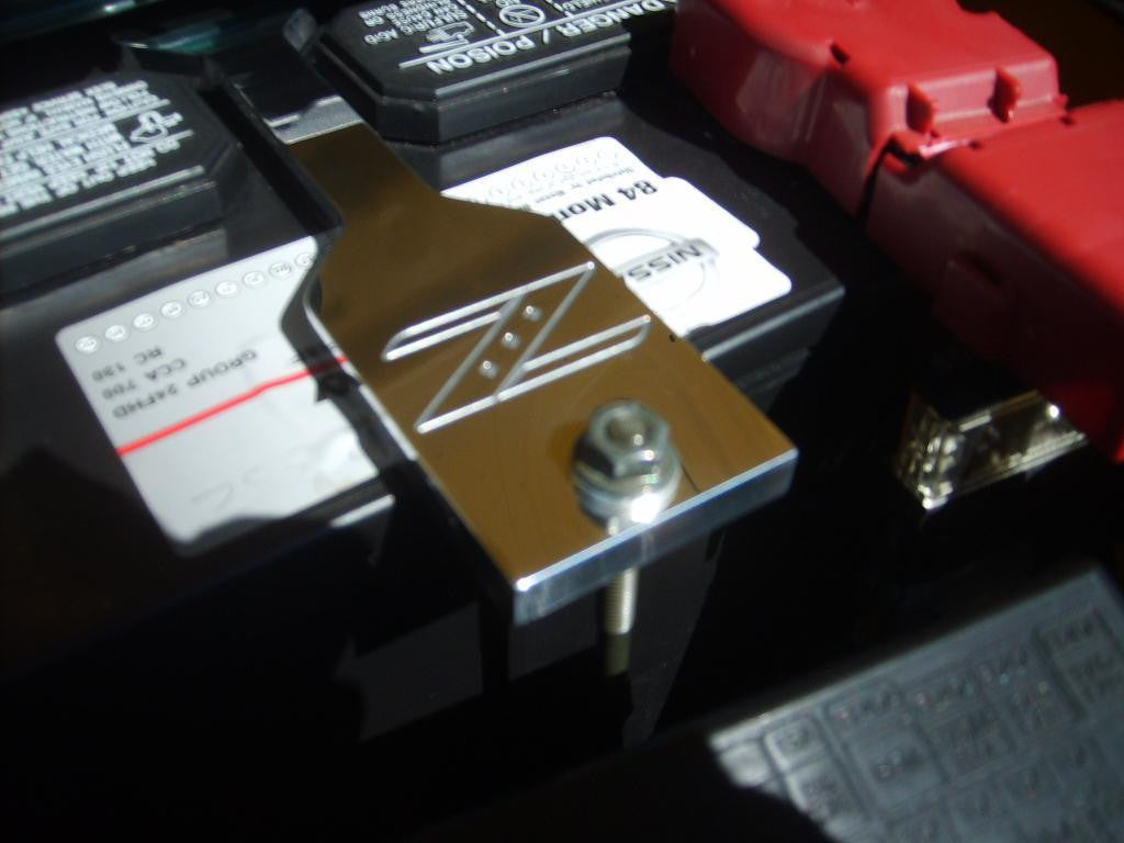350Z Logo Polished Billet Battery Hold Down Bracket Z Z33