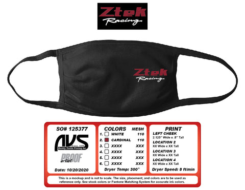 Ztek Racing Face Masks - Black